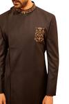 Amaare_Black Wool Embroidery Floral Overlap Sherwani _Online_at_Aza_Fashions