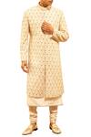 Buy_Amaare_Off White Floral Embroidered Sherwani_at_Aza_Fashions