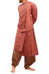 Buy_Amaare_Red Matka Silk Plain Asymmetric Textured Kurta With Pants  _at_Aza_Fashions