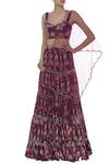 Buy_Shehlaa Khan_Wine Satin Georgette Sequin Work Printed Sweetheart Neckline Floral Lehenga Set _at_Aza_Fashions