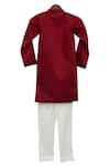 Shop Fayon Kids White Cotton, Silk Embroidery Overlap Kurta With Churidaar at Aza Fashions Shop_Fayon Kids_White Cotton, Silk Embroidery Overlap Kurta With Churidaar _at_Aza_Fashions