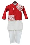 Buy_Fayon Kids_Off White , Satin, Silk Embroidery Floral Kurta Set With Jacket _at_Aza_Fashions