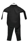Shop_Fayon Kids_Black Cotton, Polyester, Satin Lapel Collar Tuxedo Set _at_Aza_Fashions