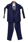 Buy_Fayon Kids_Blue Polyester, Wool, Cotton Lapel Collar Suit With Waistcoat Pant And Shirt _at_Aza_Fashions