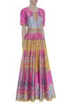 Siddhartha Bansal Pink Printed Anarkali Style Loop Hole Buttons Tunic Online at Aza Fashions Siddhartha Bansal_Pink Printed Anarkali Style Loop Hole Buttons Tunic _Online_at_Aza_Fashions