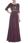 Buy_Desert Shine by Sulochana Jangir_Purple Round Embroidered Kurta  _at_Aza_Fashions