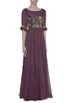 Desert Shine by Sulochana Jangir_Purple Round Embroidered Kurta  _Online_at_Aza_Fashions