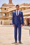 Sarah & Sandeep_Blue Suit Set With Waistcoat_Online_at_Aza_Fashions