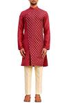 Shop_Sarah & Sandeep_Cream Thread Embroidered Kurta Set_at_Aza_Fashions