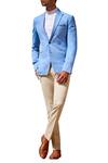 Buy_Sarah & Sandeep_Beige Blazer With Shirt And Chinos_at_Aza_Fashions