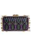 Shop_Rossoyuki_Black Japanese Glass Beads Embroidered Rectangular Clutch _at_Aza_Fashions