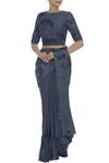 Buy_Shagun Manchanda_Grey Hand Painted And Embroidered Blouse _at_Aza_Fashions
