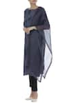 Buy_Shagun Manchanda_Grey Silk Organza Border Dupatta  _at_Aza_Fashions