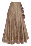 Shop_Vandana Sethi_Beige Raw Silk Sweetheart Neck Embroidered Bridal Lehenga Set _Online_at_Aza_Fashions