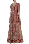 Vandana Sethi_Red Raw Silk Zari Embroidered Round Bridal Lehenga Set With Double Dupatta _Online_at_Aza_Fashions