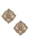 Buy_Just Shradhas_Gold Plated Pearls, Diamonds, Stones Kundan Embedded Stud Earrings _at_Aza_Fashions
