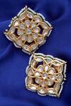 Buy_Just Shradhas_Gold Plated Pearls, Diamonds, Stones Kundan Embedded Stud Earrings _Online_at_Aza_Fashions