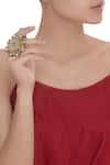 Shop_Just Shradha's_Gold Plated Artificial Stones Meenakari Oversized Cocktail Ring  _at_Aza_Fashions