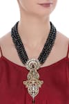 Shop_Art Karat_Black Multi String Bead Necklace_at_Aza_Fashions