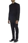 Buy_Manish Nagdeo_Black Cotton Zipper Draped Bandhgala With Pants _Online_at_Aza_Fashions