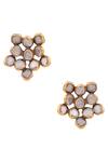 Buy_Anita Dongre_Gold Plated Asymmetric Architecture Inspired Crystal Earrings_at_Aza_Fashions