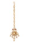Shop_Anita Dongre_Gold Plated Architecture Inspired Drop Maangtikka_at_Aza_Fashions