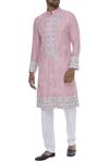 Buy_Manish Malhotra_Pink Resham Embroidered Classic Kurta Set_at_Aza_Fashions