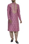 Buy_Diva'ni_Gold Chanderi Embroidered Thread Kurta With Pyjama  _at_Aza_Fashions