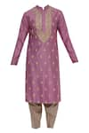 Buy_Diva'ni_Gold Chanderi Embroidered Thread Kurta With Pyjama  _Online_at_Aza_Fashions