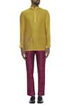 Buy_Diva'ni_Yellow Raw Silk Embroidered Sequin Sherwani With Pant And Short Kurta  _Online_at_Aza_Fashions