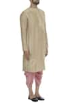 Diva'ni_Gold Chanderi Embroidery Zardozi Hand Kurta With Dhoti Pant  _Online_at_Aza_Fashions