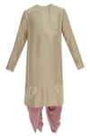 Buy_Diva'ni_Gold Chanderi Embroidery Zardozi Hand Kurta With Dhoti Pant  _Online_at_Aza_Fashions