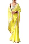 Buy_Nikasha_Yellow Embroidered Border Saree_Online_at_Aza_Fashions
