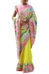 Buy_Nikasha_Yellow Rose Print Saree With Blouse _Online_at_Aza_Fashions
