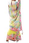 Shop_Nikasha_Yellow Rose Print Saree With Blouse _at_Aza_Fashions