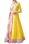 Buy_Nikasha_Yellow Georgette Embroidery Sequins Round Neck Anarkali With Rose Print Dupatta _Online_at_Aza_Fashions