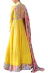 Shop_Nikasha_Yellow Georgette Embroidery Sequins Round Neck Anarkali With Rose Print Dupatta _at_Aza_Fashions