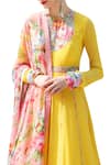 Nikasha_Yellow Georgette Embroidery Sequins Round Neck Anarkali With Rose Print Dupatta _Online_at_Aza_Fashions