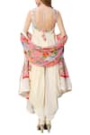 Shop_Nikasha_Off White Deep Round Neck Peplum Top With Dhoti Pants And Dupatta _at_Aza_Fashions