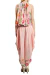 Shop_Nikasha_Pink Crepe Halter Neck Floral Printed Dhoti Pant Set _at_Aza_Fashions