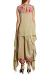 Shop_Nikasha_Beige Asymmetric Floral Print Tunic With Dhoti Pants _at_Aza_Fashions