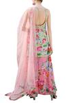 Shop_Nikasha_Green Floral Print Low Back Kurta Palazzo Set  _at_Aza_Fashions