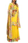 Buy_Nikasha_Yellow Crepe Print Rose Round Neckline Kurta Lehenga Set _Online_at_Aza_Fashions