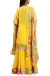 Shop_Nikasha_Yellow Crepe Print Rose Round Neckline Kurta Lehenga Set _at_Aza_Fashions