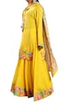 Nikasha_Yellow Crepe Print Rose Round Neckline Kurta Lehenga Set _Online_at_Aza_Fashions