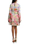Shop_Nikasha_Pink Rose And Checkered Print Dress With Belt  _at_Aza_Fashions