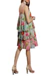 Shop_Nikasha_Green Layered Rose Print Dress _at_Aza_Fashions