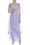 Buy_Kresha Lulla_Purple Hand Embroidered Bustier With Draped Skirt And Jacket_at_Aza_Fashions