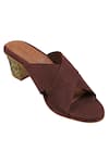 Buy_Colaba Causeway_Wine Block Heel Sandals_at_Aza_Fashions