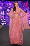 Buy_Kashmiraa_Pink Organza Aari Sweetheart Neck Embroidered Bridal Lehenga Set _at_Aza_Fashions